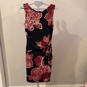 Cache Vintage Black Dress with Fusia Floral Design